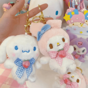Anime Sanrio Plush Toys Kawaii Cinnamon Dog Keychain Pendant For Bag Stuffed Soft Doll For Kids Gift New Year Gift Toys For Kids